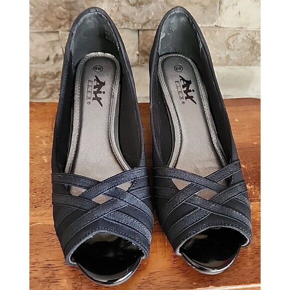 Aix Flex Black Open Toe Heel Size 8  Dress or Casual - Picture 3 of 10